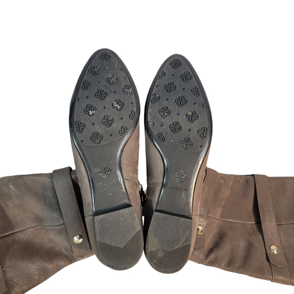 Isola Adora Carbon Brown Metallic Leather Knee High Cuffed Fashion Boot Size 7.5 - Picture 10 of 14
